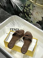 Fendi Signature Brown Leather Slides - 3