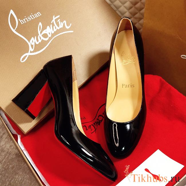 Christian Louboutin Black Patent Heel 8.5cm - 1