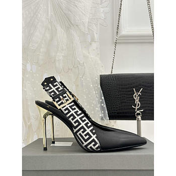 Balmain Ruby Monogram Slingback Pumps Black