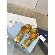 Prada Leather Studded Metallic Slides Gold - 3