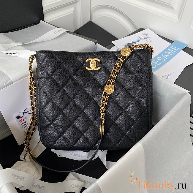 Chanel Hobo Black Caviar Gold Bag 24.5x21.5x8cm - 1