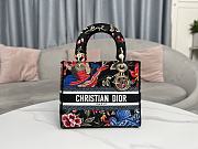 Dior Medium Lady D-Lite Bag Black Multicolor Birds 24 x 20 x 11 cm - 3