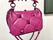 Valentino Small Roman Stud The Shoulder Bag Pink 19x13x6cm - 3