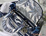 Dior Lady D-Lite Bag Blue Tree Embroidery Size 24 cm - 4