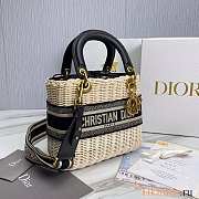 Dior Medium Lady Natural Wicker Bag Black M0565 Size 24 x 20 x 11 cm - 5