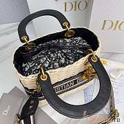 Dior Medium Lady Natural Wicker Bag Black M0565 Size 24 x 20 x 11 cm - 4