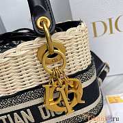 Dior Medium Lady Natural Wicker Bag Black M0565 Size 24 x 20 x 11 cm - 3