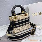 Dior Medium Lady Natural Wicker Bag Black M0565 Size 24 x 20 x 11 cm - 2