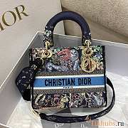 Dior Lady D-lite Blue Multicolor Embroidery 24cm - 1