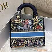 Dior Lady D-lite Blue Multicolor Embroidery 24cm - 3