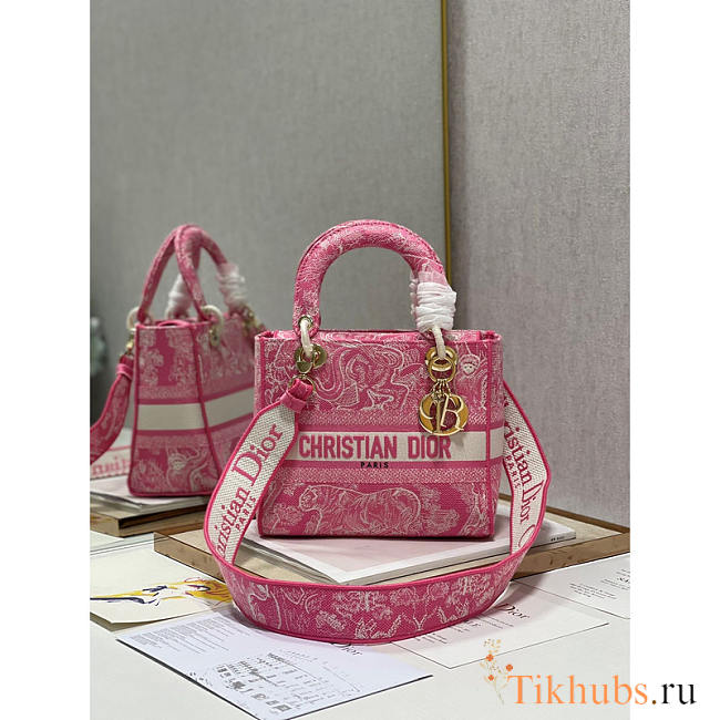 Dior Lady D-lite Pink Embroidery 24cm - 1