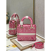 Dior Lady D-lite Pink Embroidery 24cm - 3