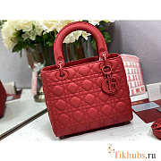 Dior Medium Lady Dior Bag Jade Red 24cm - 1