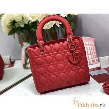 Dior Medium Lady Dior Bag Jade Red 24cm