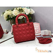 Dior Medium Lady Dior Bag Jade Red 24cm - 3