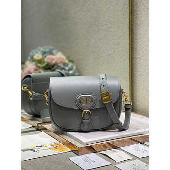 Dior Medium Bobby Bag Gray Stone Box Calfskin 22 x 17 x 6 cm