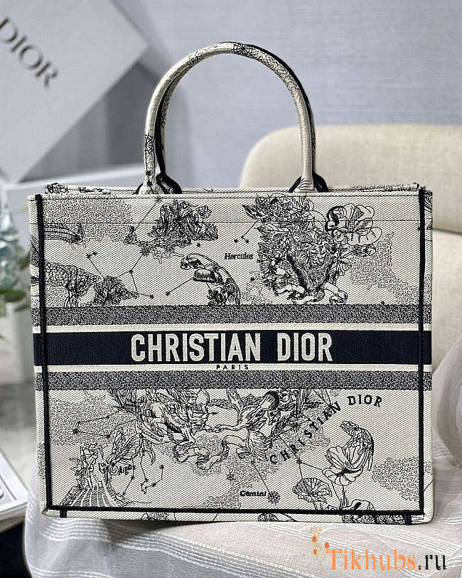 Dior Large Book Tote Latte Toile de Jouy Zodiac 42 x 35 x 18.5 cm - 1