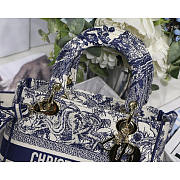 Dior Lady D-lite Blue Toile de Jouy 24x20x11cm - 6