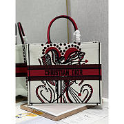 Dior Large Book Tote Graffiti Bag Red and White 41x32cm - 1