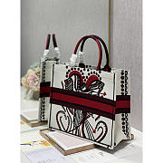 Dior Large Book Tote Graffiti Bag Red and White 41x32cm - 5