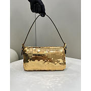 Fendi Baguette 1997 Leather And Sequinned Bag Gold 27x14x5cm - 6