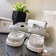 Chanel Black Caviar Leather DAD White sandals - 3