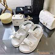 Chanel Black Caviar Leather DAD White sandals - 2