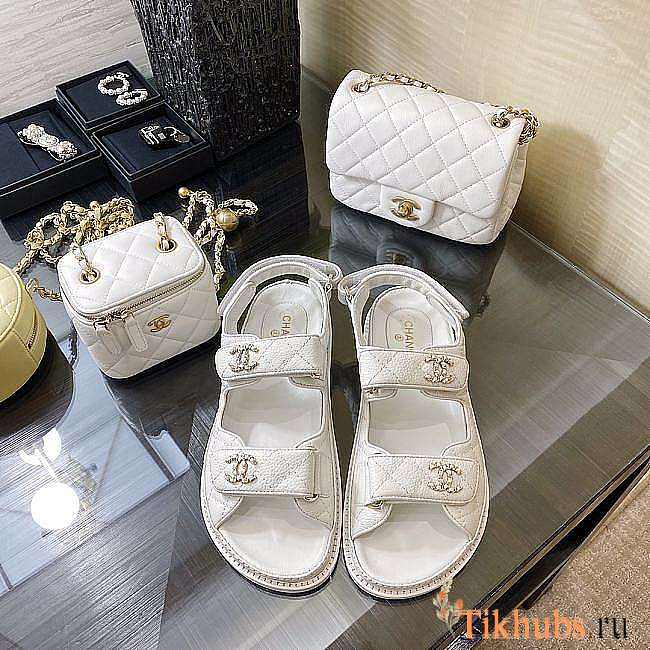 Chanel Black Caviar Leather DAD White sandals - 1