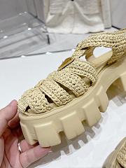 Prada Monolith Crochet Cage Sandals Natural - 3