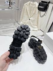 Prada Monolith Crochet Cage Sandals Black - 5