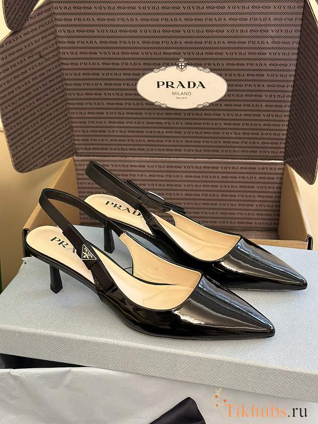 Prada Patent Leather Slingbacks Black 4.5cm - 1