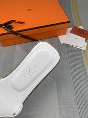 Hermes Oran White Brown Wire Slide - 3