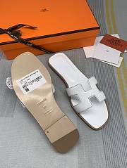 Hermes Oran White Brown Wire Slide - 4