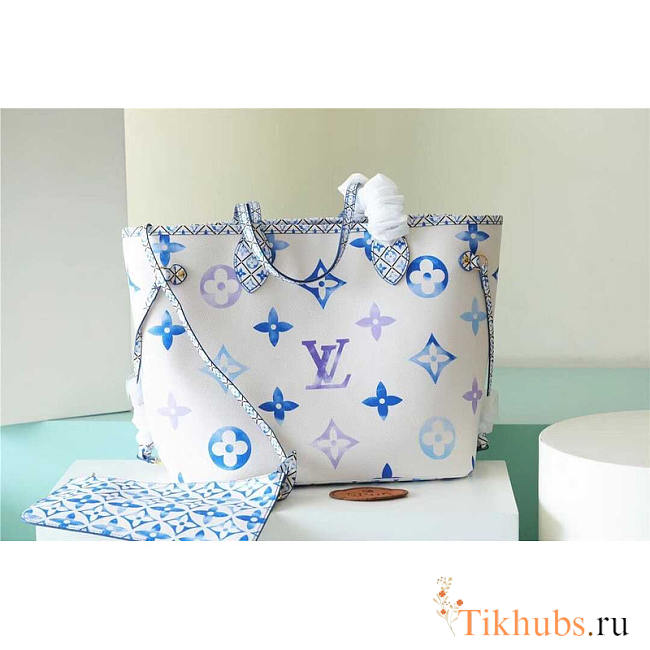 Louis Vuitton LV Neverfull MM White Blue 31 x 28 x 14 cm - 1