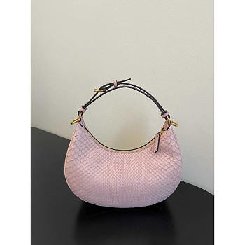 Fendi Small Fendigraphy Hobo Bag Python Leather Pink 29x24.5x10cm