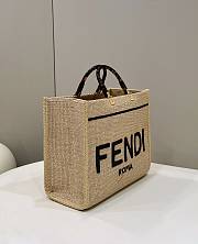 Fendi Sunshine Medium Black Natural Straw Shopper 35x31x17cm - 5