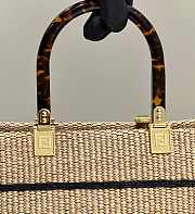 Fendi Sunshine Medium Black Natural Straw Shopper 35x31x17cm - 4