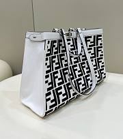 Fendi X-Tote White Canvas Shopper FF Black White 41x16x29.5cm - 2