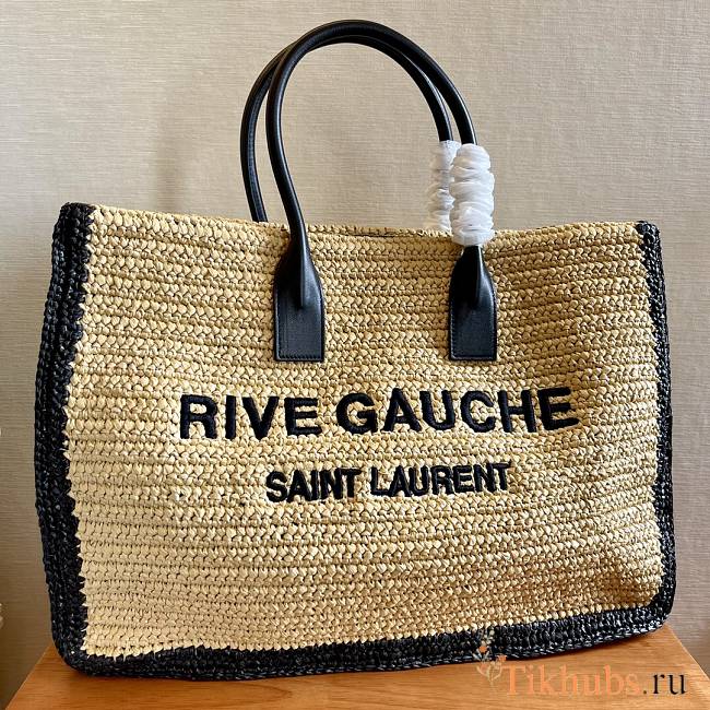 YSL Rive Gauche Tote Bag Raffia Leather 48x36x16cm - 1