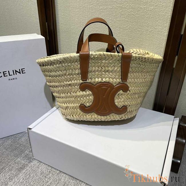 Celine Teen Triomphe Classic Panier Palme Leaves Tan 19x20x10cm - 1