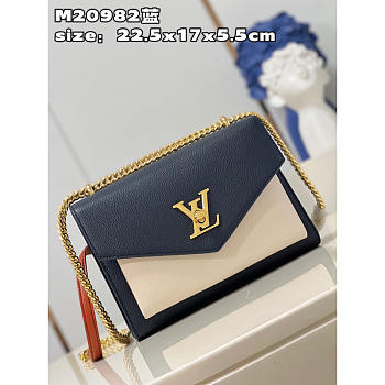 Louis Vuitton LV Mylockme Chain Bag Navy Blue 22.5 x 17 x 5.5 cm