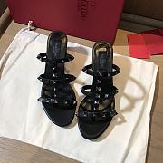 Valentino Rockstud Black Mule Sandals Heel 6cm - 1