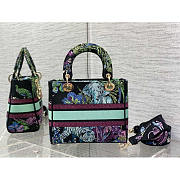 Dior Medium Lady D-Lite Bag Blue Multicolor 24 x 20 x 11 cm - 5