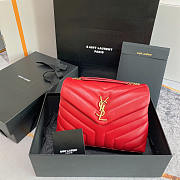 YSL Loulou Quilted Small Shoulder Bag Red Gold 23x17x9cm - 1