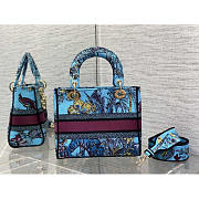 Dior Medium Lady D-Lite Bag Celestial Blue Multicolor Toile de Jouy 24 x 20 x 11 cm - 3