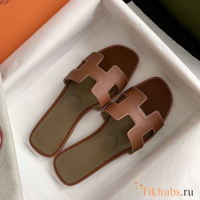 Hermes Slippers Brown - 1