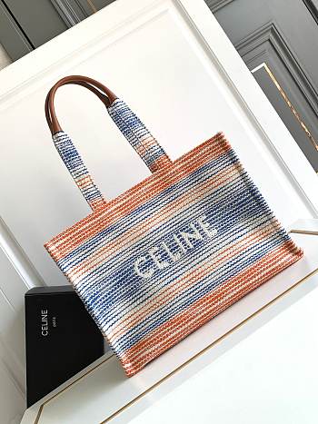 Celine Large Cabas Thais Striped Textile Multicolor 41x28x17cm