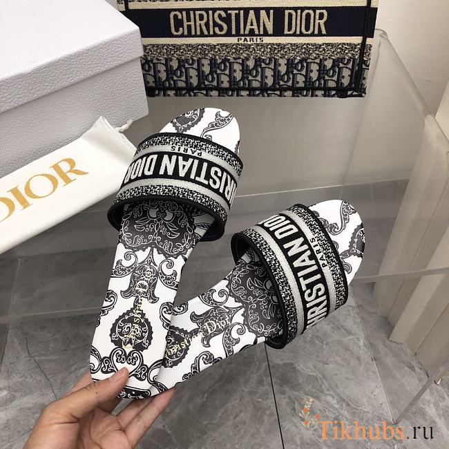 Dior Dway Slide Black and White Cotton Bandana - 1