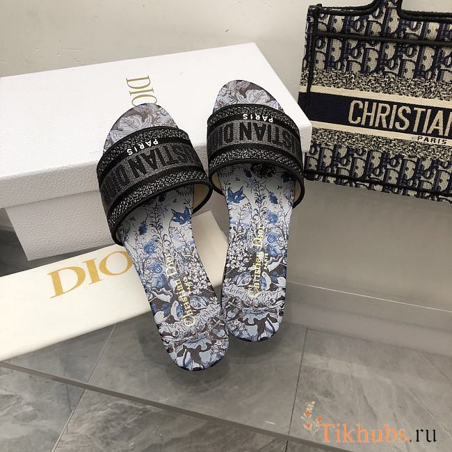 Dior Dway Slide Blue Multicolor Cotton - 1