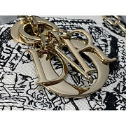 Dior Medium Lady D-Joy Bag White and Black Plan de Paris 26 x 13.5 x 5 cm - 3